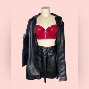 Victoria's Secret Red Faux Leather Balconet Bra Size 36C/34D